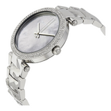Buy Shop Michael Kors Parker Mother of Pearl Silver Steel Strap Watch for Women - MK6424 USA Online