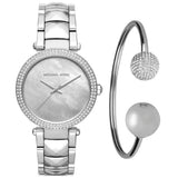 Buy Shop Michael Kors Parker Mother of Pearl Silver Steel Strap Watch for Women - MK6424 USA Online