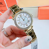 Buy Shop Michael Kors Parker Mother of Pearl White Dial Gold Steel Strap Watch For Women - MK4693 USA Online