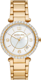 Buy Shop Michael Kors Parker Mother of Pearl White Dial Gold Steel Strap Watch For Women - MK4693 USA Online