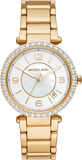 Buy Shop Michael Kors Parker Mother of Pearl White Dial Gold Steel Strap Watch For Women - MK4693 USA Online