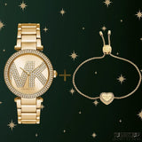 Buy Shop Michael Kors Parker Pave Gold Dial Gold Steel Strap Watch for Women - MK6659 USA Online