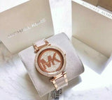 Buy Shop Michael Kors Parker Pink Dial Pink Steel Strap Watch for Women - MK6176 USA Online