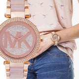 Buy Shop Michael Kors Parker Pink Dial Pink Steel Strap Watch for Women - MK6176 USA Online