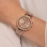 Buy Shop Michael Kors Parker Pink Dial Two Tone Steel Strap Watch for Women - MK5896 USA Online