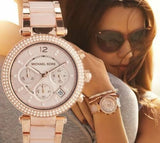 Buy Shop Michael Kors Parker Pink Dial Two Tone Steel Strap Watch for Women - MK5896 USA Online