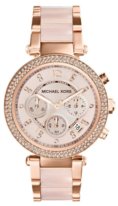 Buy Shop Michael Kors Parker Pink Dial Two Tone Steel Strap Watch for Women - MK5896 USA Online