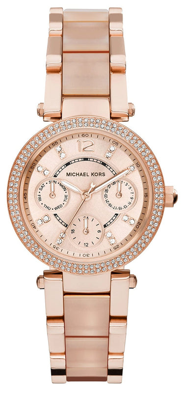 Buy Shop Michael Kors Parker Pink Dial Two Tone Steel Strap Watch for Women - MK6110 USA Online