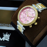 Buy Shop Michael Kors Parker Pink Dial Two Tone Steel Strap Watch for Women - MK6140 USA Online