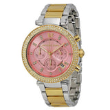 Buy Shop Michael Kors Parker Pink Dial Two Tone Steel Strap Watch for Women - MK6140 USA Online