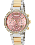 Buy Shop Michael Kors Parker Pink Dial Two Tone Steel Strap Watch for Women - MK6140 USA Online