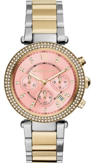 Buy Shop Michael Kors Parker Pink Dial Two Tone Steel Strap Watch for Women - MK6140 USA Online