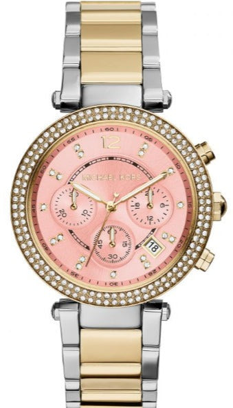 Buy Shop Michael Kors Parker Pink Dial Two Tone Steel Strap Watch for Women - MK6140 USA Online