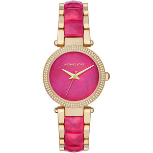 Buy Shop Michael Kors Parker Pink Mother of Pearl Dial Two Tone Steel Strap Watch for Women - MK6490 USA Online