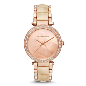 Buy Shop Michael Kors Parker Mother of Pearl Pink Dial Two Tone Steel Strap Watch for Women - MK6492 USA Online