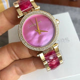 Buy Shop Michael Kors Parker Pink Mother of Pearl Dial Two Tone Steel Strap Watch for Women - MK6490 USA Online