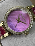 Buy Shop Michael Kors Parker Pink Mother of Pearl Dial Two Tone Steel Strap Watch for Women - MK6490 USA Online