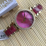 Buy Shop Michael Kors Parker Pink Mother of Pearl Dial Two Tone Steel Strap Watch for Women - MK6490 USA Online
