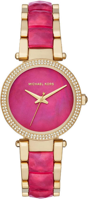 Buy Shop Michael Kors Parker Pink Mother of Pearl Dial Two Tone Steel Strap Watch for Women - MK6490 USA Online