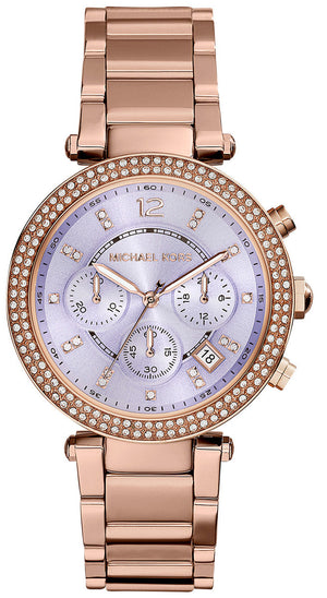 Buy Shop Michael Kors Parker Purple Dial Rose Gold Steel Strap Watch for Women - MK6169 USA Online