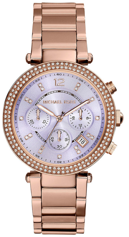 Buy Shop Michael Kors Parker Purple Dial Rose Gold Steel Strap Watch for Women - MK6169 USA Online