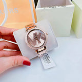 Buy Shop Michael Kors Parker Quartz Rose Gold Dial Rose Gold Steel Strap Watch For Women - MK6660 USA Online