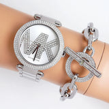 Buy Shop Michael Kors Parker Quartz Silver Dial Silver Steel Strap Watch For Women - MK6658 USA Online