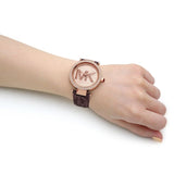 Buy Shop Michael Kors Parker Rose Gold Dial Maroon Leather Strap Watch For Women - MK2974 USA Online