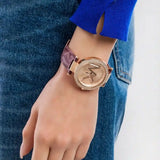 Buy Shop Michael Kors Parker Rose Gold Dial Maroon Leather Strap Watch For Women - MK2974 USA Online