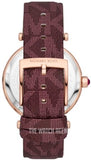 Buy Shop Michael Kors Parker Rose Gold Dial Maroon Leather Strap Watch For Women - MK2974 USA Online