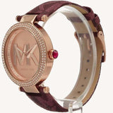 Buy Shop Michael Kors Parker Rose Gold Dial Maroon Leather Strap Watch For Women - MK2974 USA Online