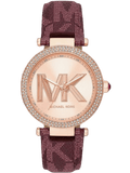 Buy Shop Michael Kors Parker Rose Gold Dial Maroon Leather Strap Watch For Women - MK2974 USA Online