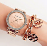 Buy Shop Michael Kors Parker Rose Gold Dial with Diamonds Rose Gold Steel Strap Watch for Women - MK6426 USA Online