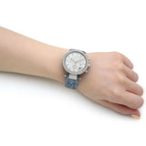 Buy Shop Michael Kors Parker Silver Dial Blue Leather Strap Watch For Women - MK6936 USA Online