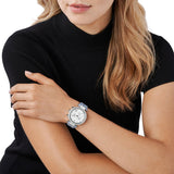 Buy Shop Michael Kors Parker Silver Dial Blue Leather Strap Watch For Women - MK6936 USA Online