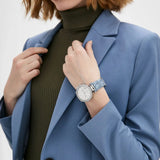 Buy Shop Michael Kors Parker Silver Dial Blue Leather Strap Watch For Women - MK6936 USA Online