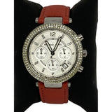 Buy Shop Michael Kors Parker Silver Dial Red Leather Strap Watch for Women - MK2278 USA Online
