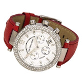 Buy Shop Michael Kors Parker Silver Dial Red Leather Strap Watch for Women - MK2278 USA Online