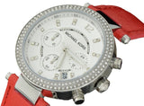 Buy Shop Michael Kors Parker Silver Dial Red Leather Strap Watch for Women - MK2278 USA Online