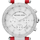 Buy Shop Michael Kors Parker Silver Dial Red Leather Strap Watch for Women - MK2278 USA Online