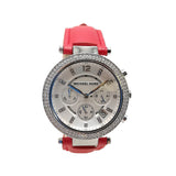 Buy Shop Michael Kors Parker Silver Dial Red Leather Strap Watch for Women - MK2278 USA Online