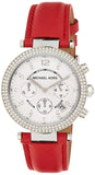 Buy Shop Michael Kors Parker Silver Dial Red Leather Strap Watch for Women - MK2278 USA Online