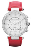 Buy Shop Michael Kors Parker Silver Dial Red Leather Strap Watch for Women - MK2278 USA Online