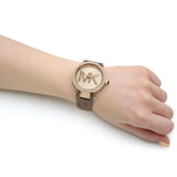 Buy Shop Michael Kors Parker Three Hand Gold Dial Brown Leather Strap Watch For Women - MK2973 USA Online