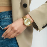 Buy Shop Michael Kors Parker Three Hand Gold Dial Brown Leather Strap Watch For Women - MK2973 USA Online
