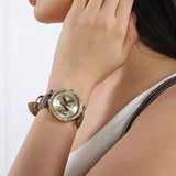 Buy Shop Michael Kors Parker Three Hand Gold Dial Brown Leather Strap Watch For Women - MK2973 USA Online