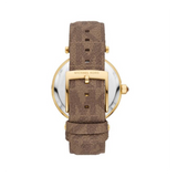 Buy Shop Michael Kors Parker Three Hand Gold Dial Brown Leather Strap Watch For Women - MK2973 USA Online