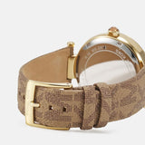 Buy Shop Michael Kors Parker Three Hand Gold Dial Brown Leather Strap Watch For Women - MK2973 USA Online