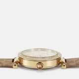 Buy Shop Michael Kors Parker Three Hand Gold Dial Brown Leather Strap Watch For Women - MK2973 USA Online