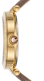 Buy Shop Michael Kors Parker Three Hand Gold Dial Brown Leather Strap Watch For Women - MK2973 USA Online